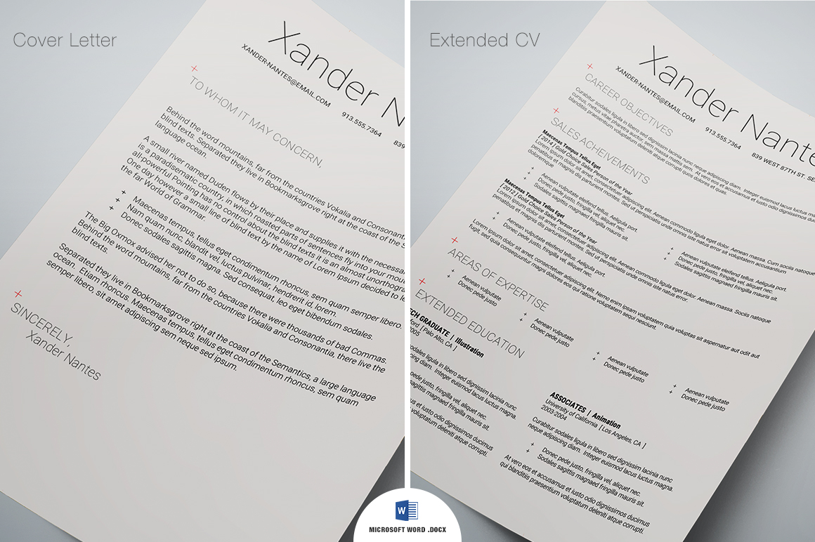 Hired Swiss Style 5 Page Resume Cv Template Cursive Q Designs